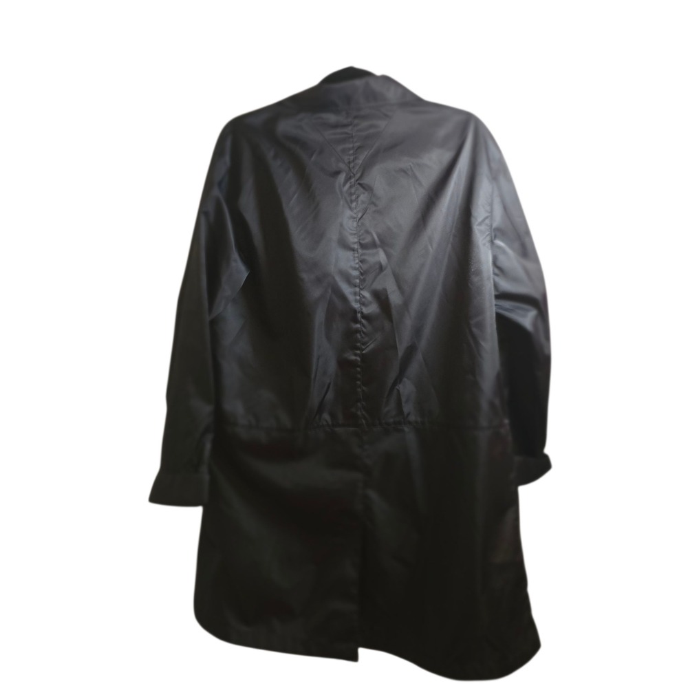 Tommy Hilfiger Black Nylon Double Breasted Trench Coat Jacket XL Vintage‎ Y2K - Picture 6 of 12